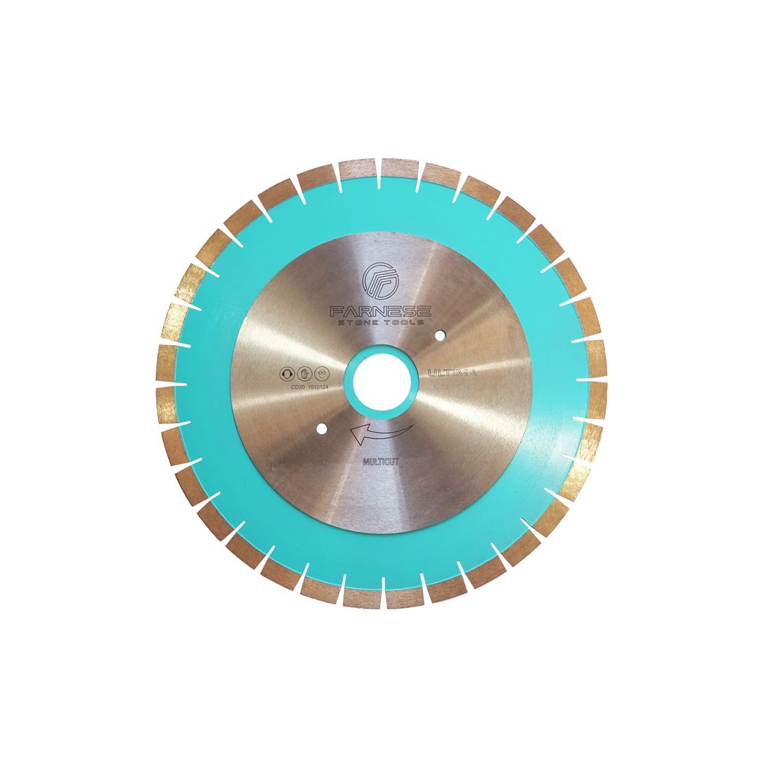 Farnese 400mm Bridgesaw Blade - ULTIMA Standard Core - Granite, Quartzite & Engineered Stone 20mm Single/Twin Segment GMM & Breton Pilot Holes